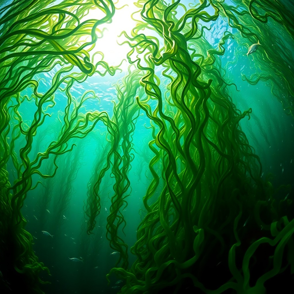 AI generated art for prompt: A captivating digital artwork captures the breathtaking allure of kelp forests in the Pacific Northw