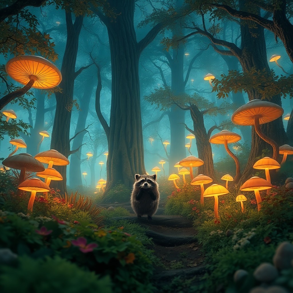 AI generated art for prompt: Envision an enchanting scene reminiscent of Studio Ghibli's whimsical universe, where a dense ancien