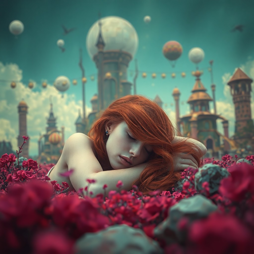 AI generated art for prompt: Visualize an enchanting digital artwork blending surreal landscapes with ethereal portraiture. Pictu