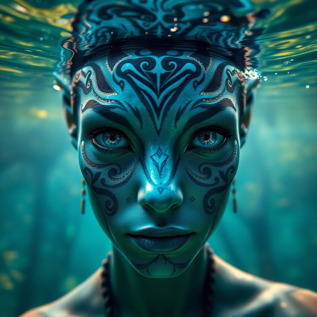 AI generated art for prompt: Envision an immersive photorealistic underwater environment reminiscent of James Cameron's "Avatar,"