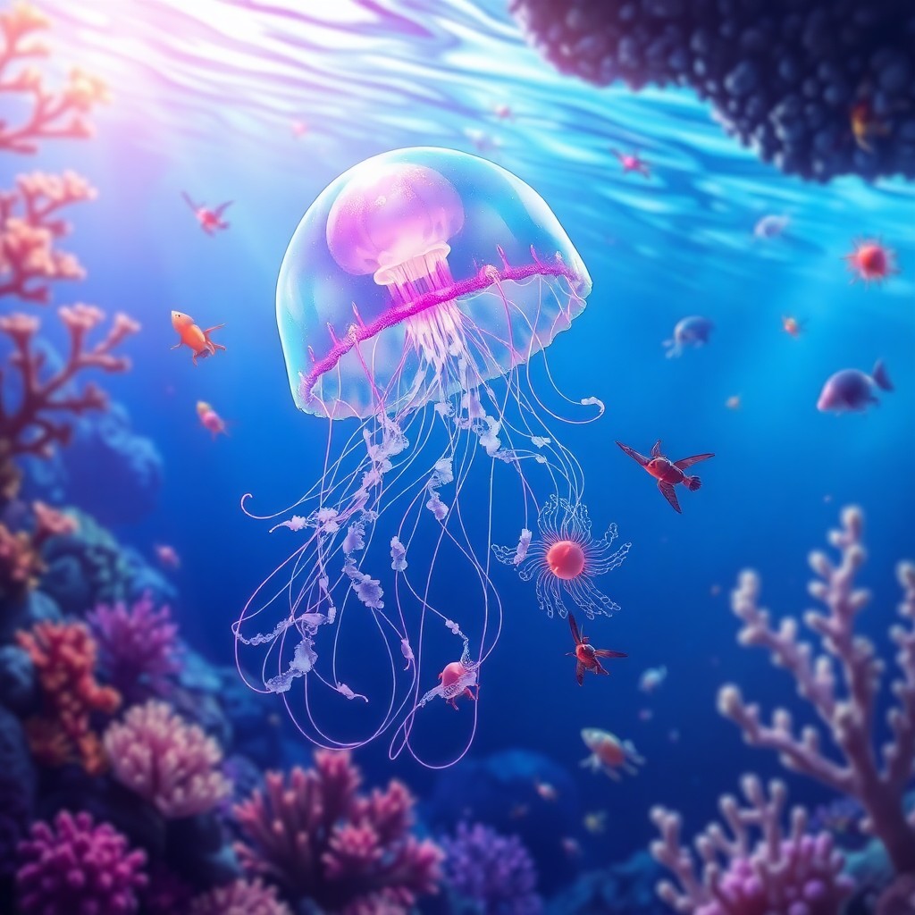 AI generated art for prompt: Craft an enchanting digital art scene reminiscent of anime, depicting a captivating underwater world