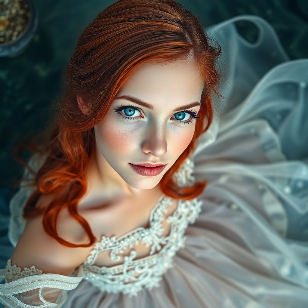 AI generated art for prompt: A captivating portrait in the style of surrealist dreamscapes showcases a young woman with striking 