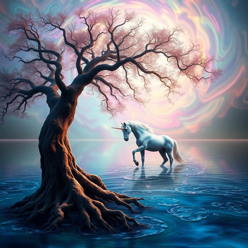 AI generated art for prompt: A surreal digital artwork depicting an enchanting scene, reminiscent of melting clocks in its ethere