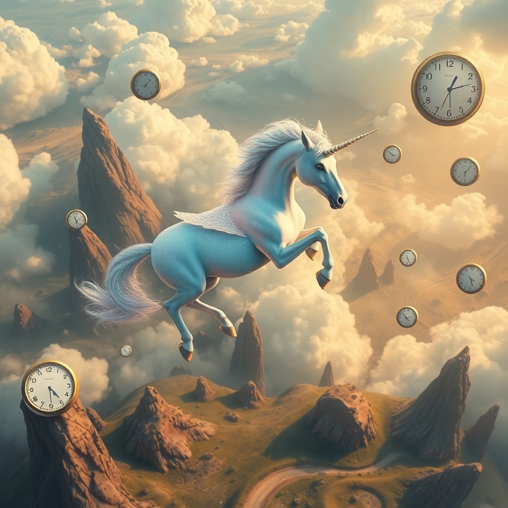 AI generated art for prompt: A captivating digital artwork featuring an awe-inspiring unicorn gracefully soaring above a whimsica