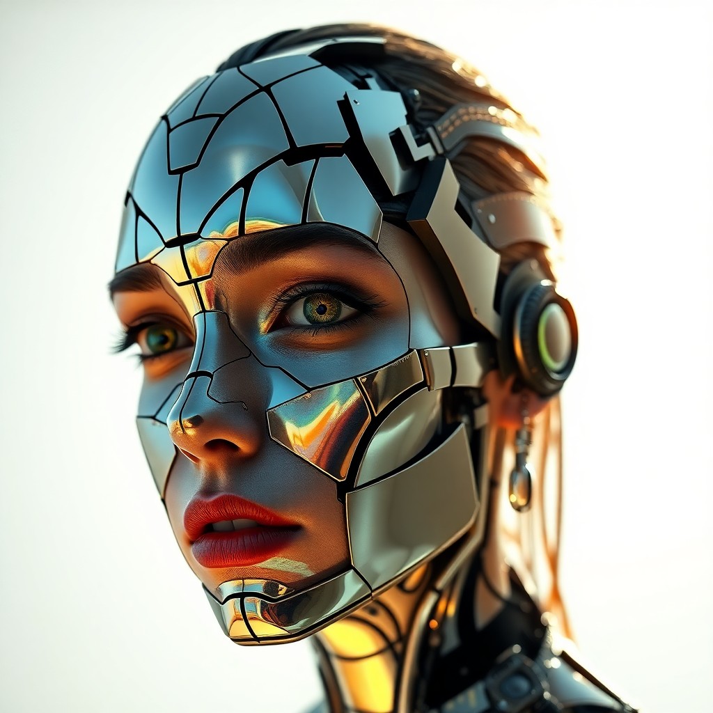 AI generated art for prompt: An enigmatic digital portrait merges surreal aesthetics with contemporary fashion, featuring an intr