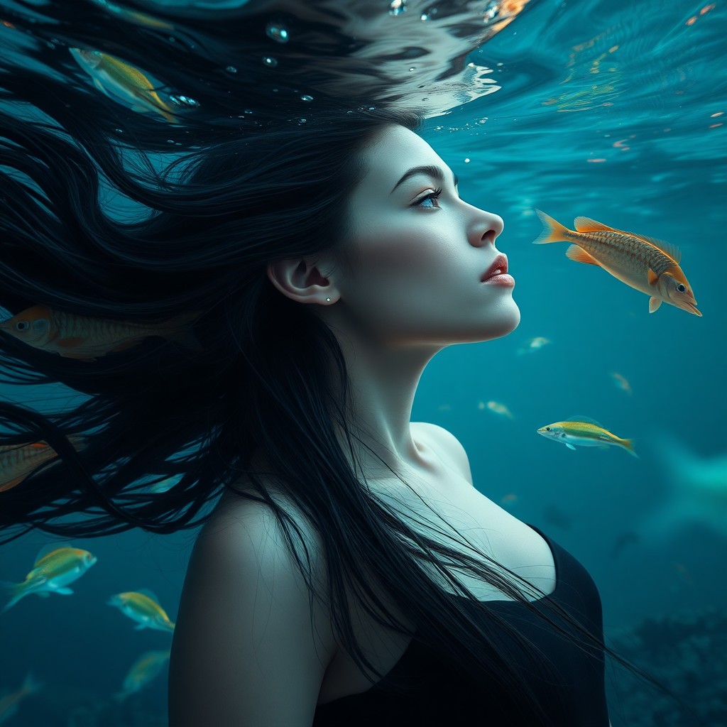 AI generated art for prompt: Envision an alluring digital artwork set in a surreal underwater realm, reminiscent of Salvador Dali