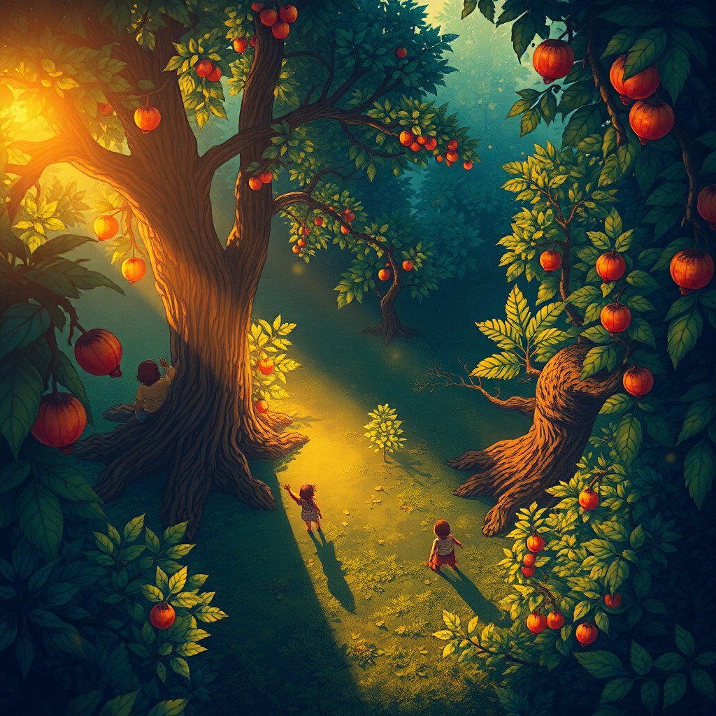 AI generated art for prompt: A captivating digital illustration portrays an enchanted forest clearing where ancient tree spirits 