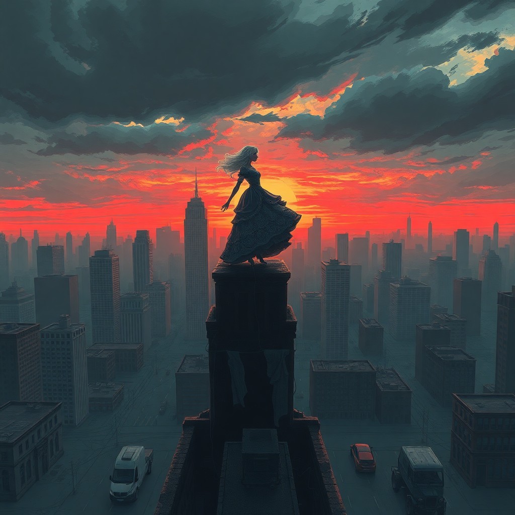 AI generated art for prompt: A digital illustration from a surrealistic perspective showcases an expansive urban landscape with i