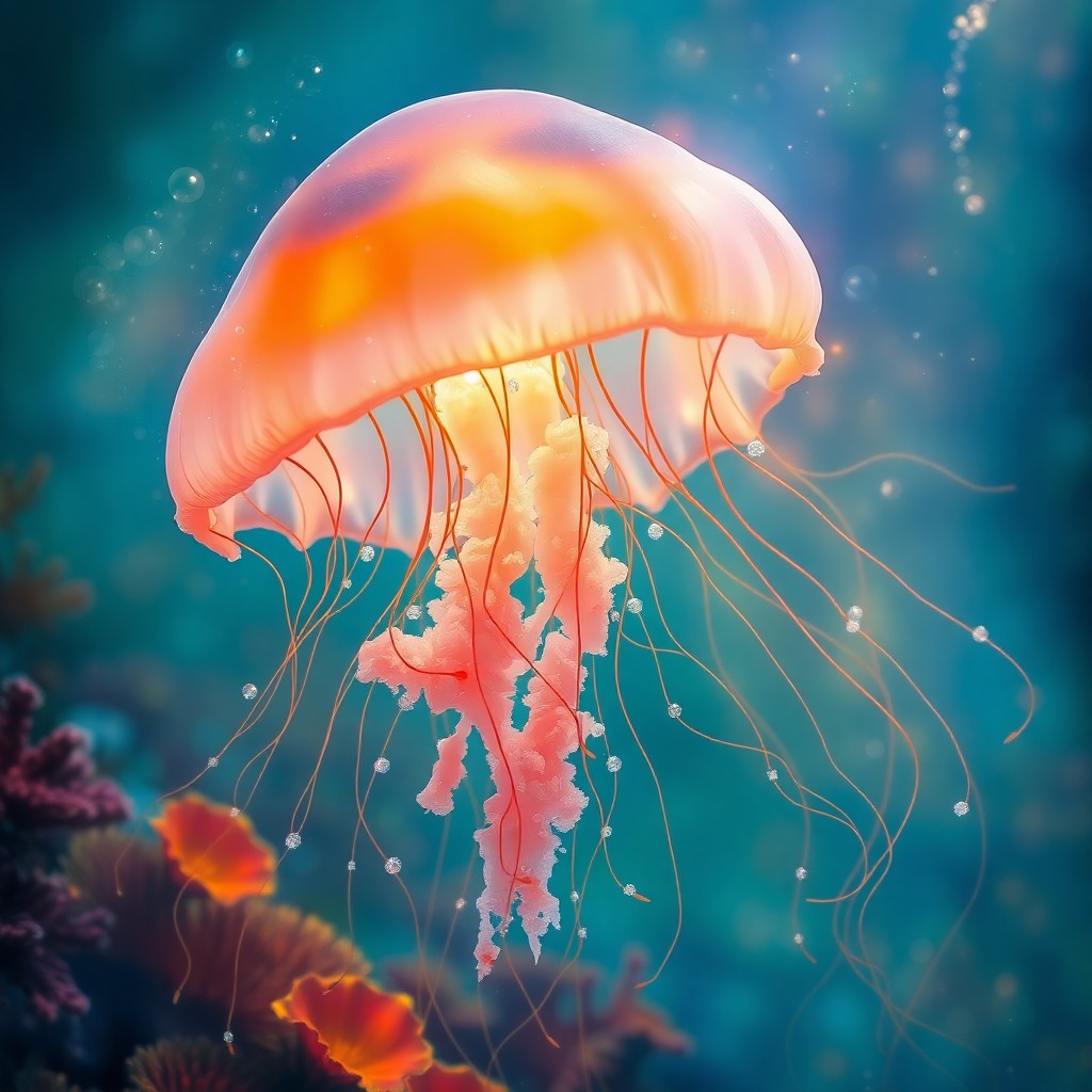 AI generated art for prompt: Imagine an enchanting underwater scene reminiscent of Hermes Monet's captivating paintings, showcasi