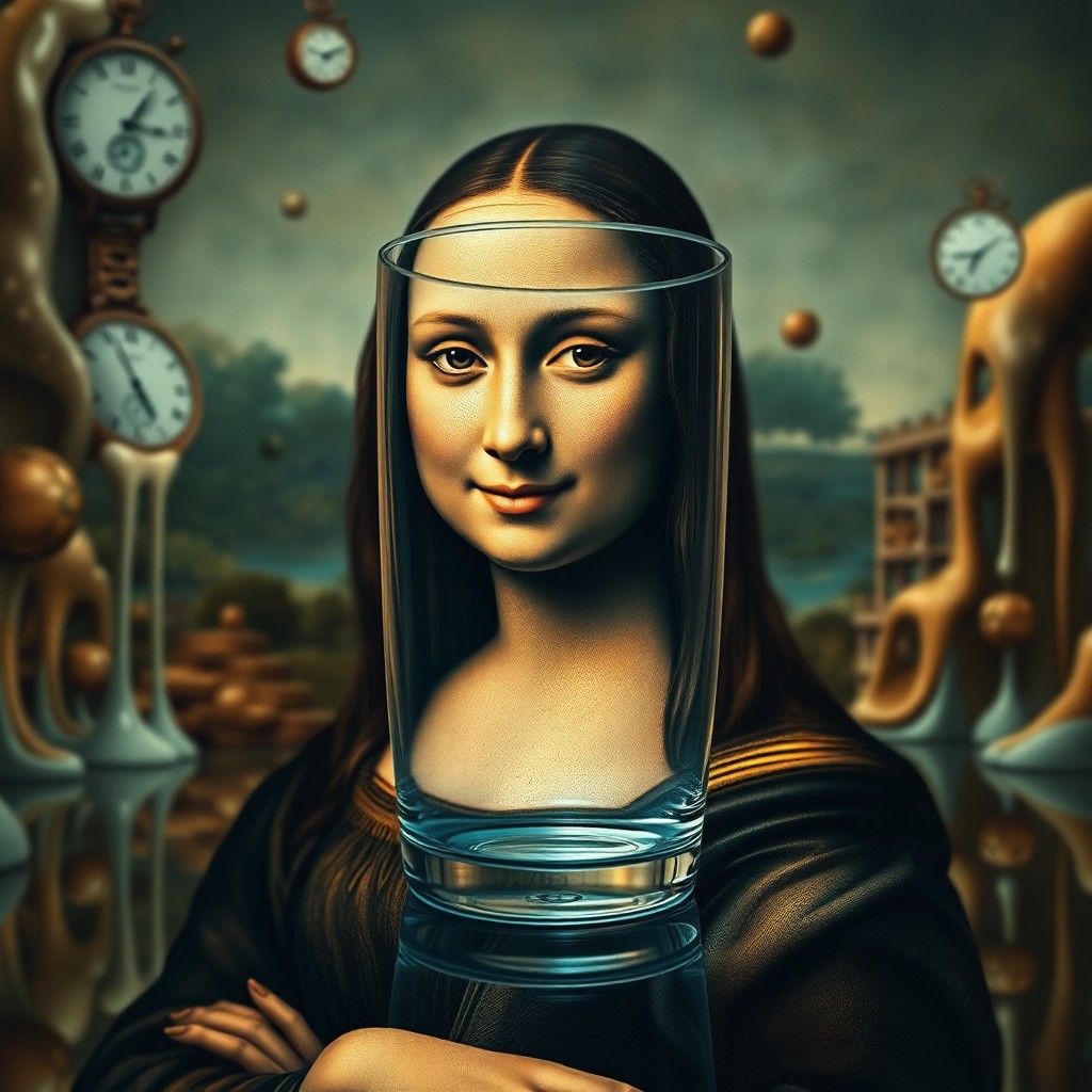 AI generated art for prompt: An enigmatic portrait emerges as we observe the delicately sculpted visage of Mona Lisa set against 