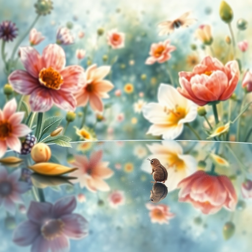 AI generated art for prompt: Craft an alluring watercolor illustration that blends whimsical elements with surrealism, depicting 