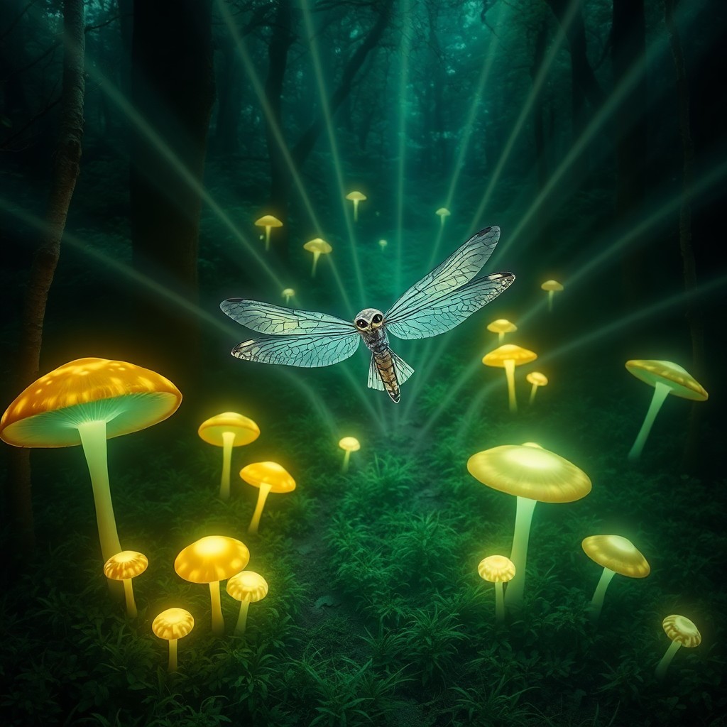 AI generated art for prompt: Imagine a dreamlike forest floor, reminiscent of surreal landscapes and fantastical scenes, from an 