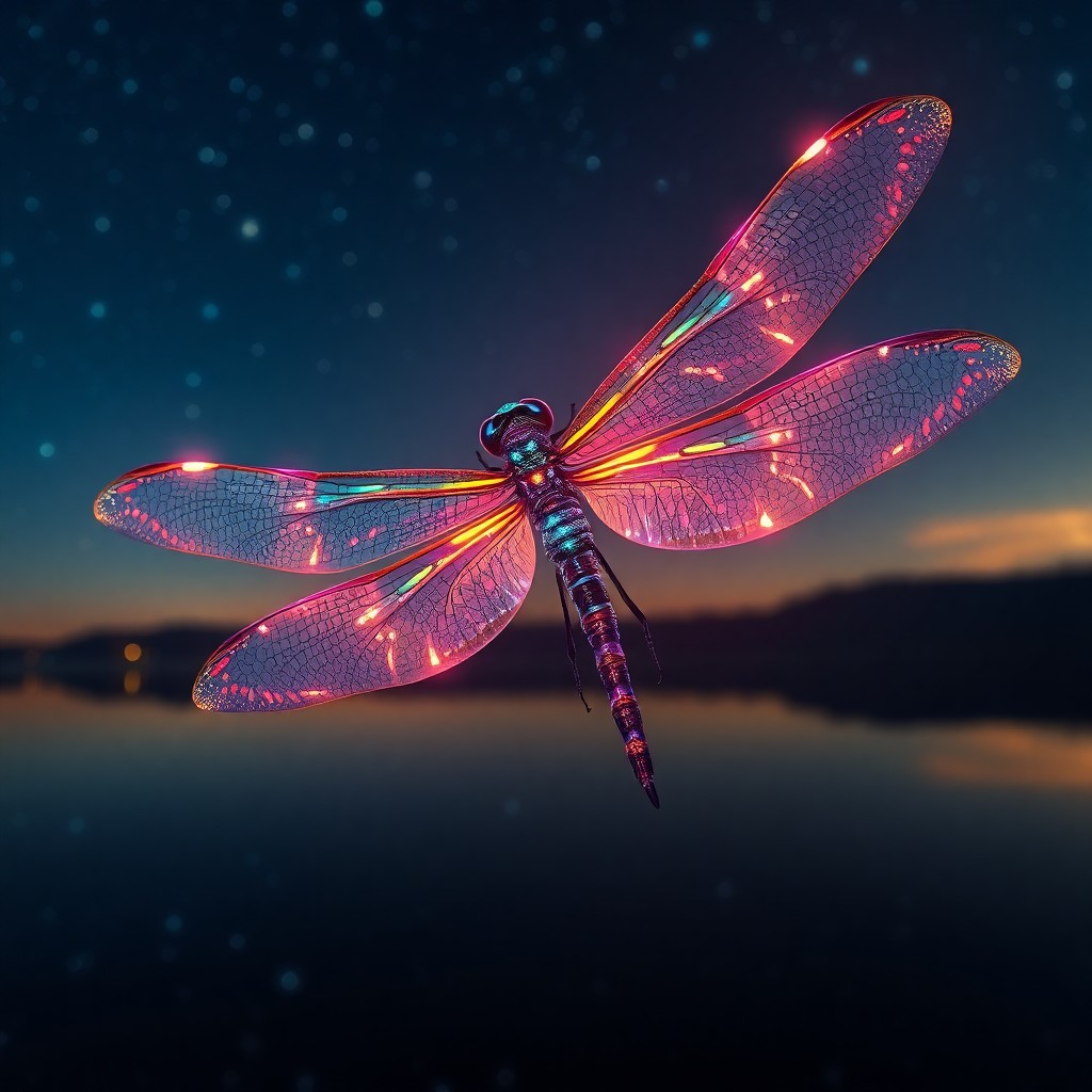 AI generated art for prompt: A mesmerizing, photorealistic portrait of an enchanting dragonfly deity with iridescent scales and w