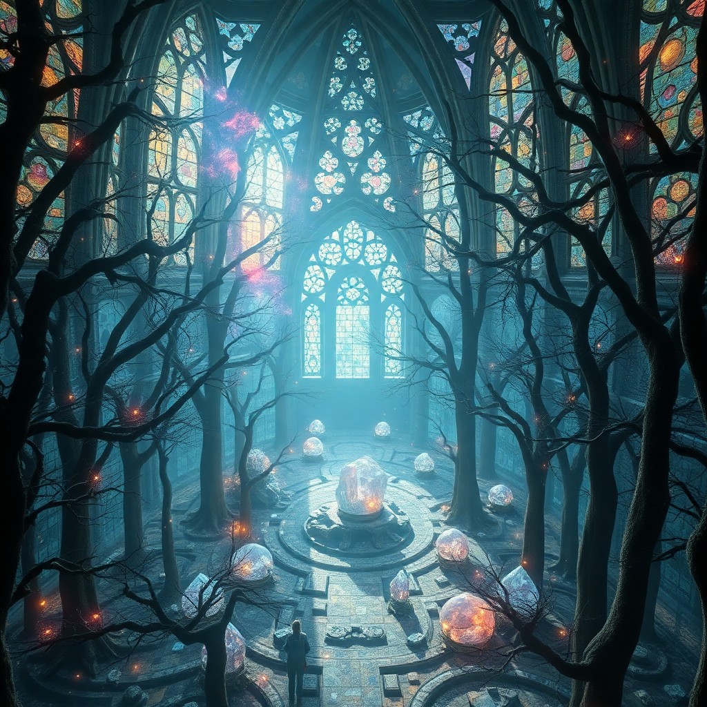 AI generated art for prompt: A breathtaking image showcases an extraordinary celestial sanctuary, reminiscent of Gothic architect