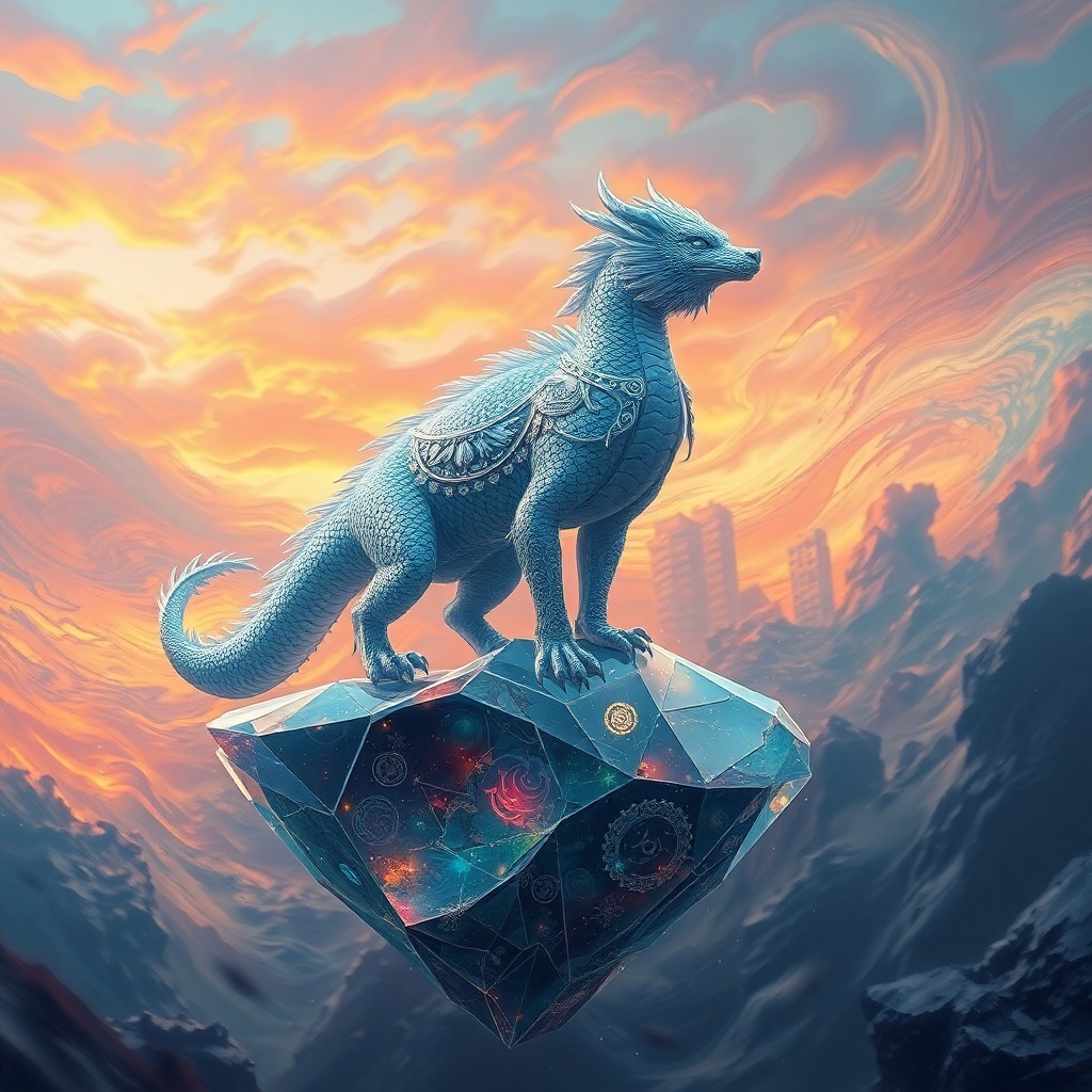 AI generated art for prompt: Imagine a surreal digital artwork blending vibrant compositions with ethereal elements. In the foreg