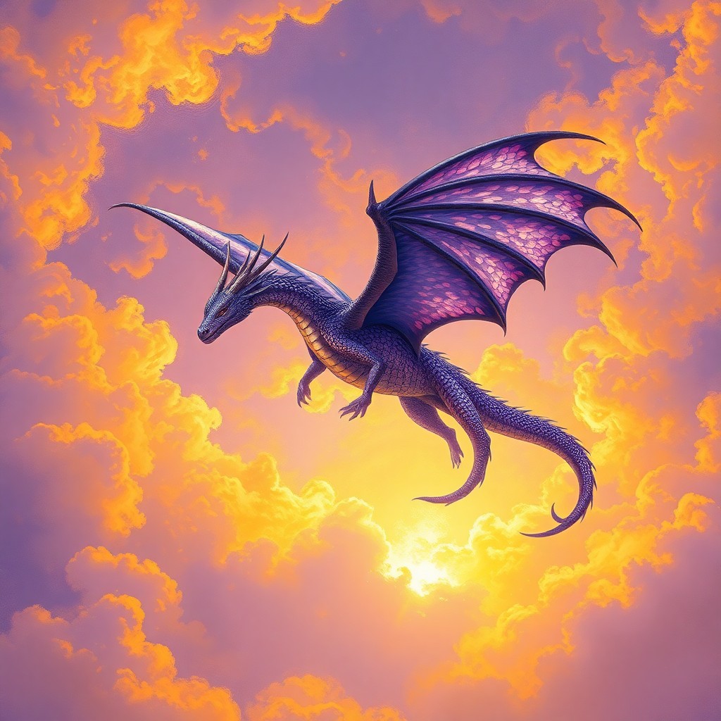 AI generated art for prompt: Envision a surreal digital masterpiece where a regal dragon gracefully glides through an impressioni