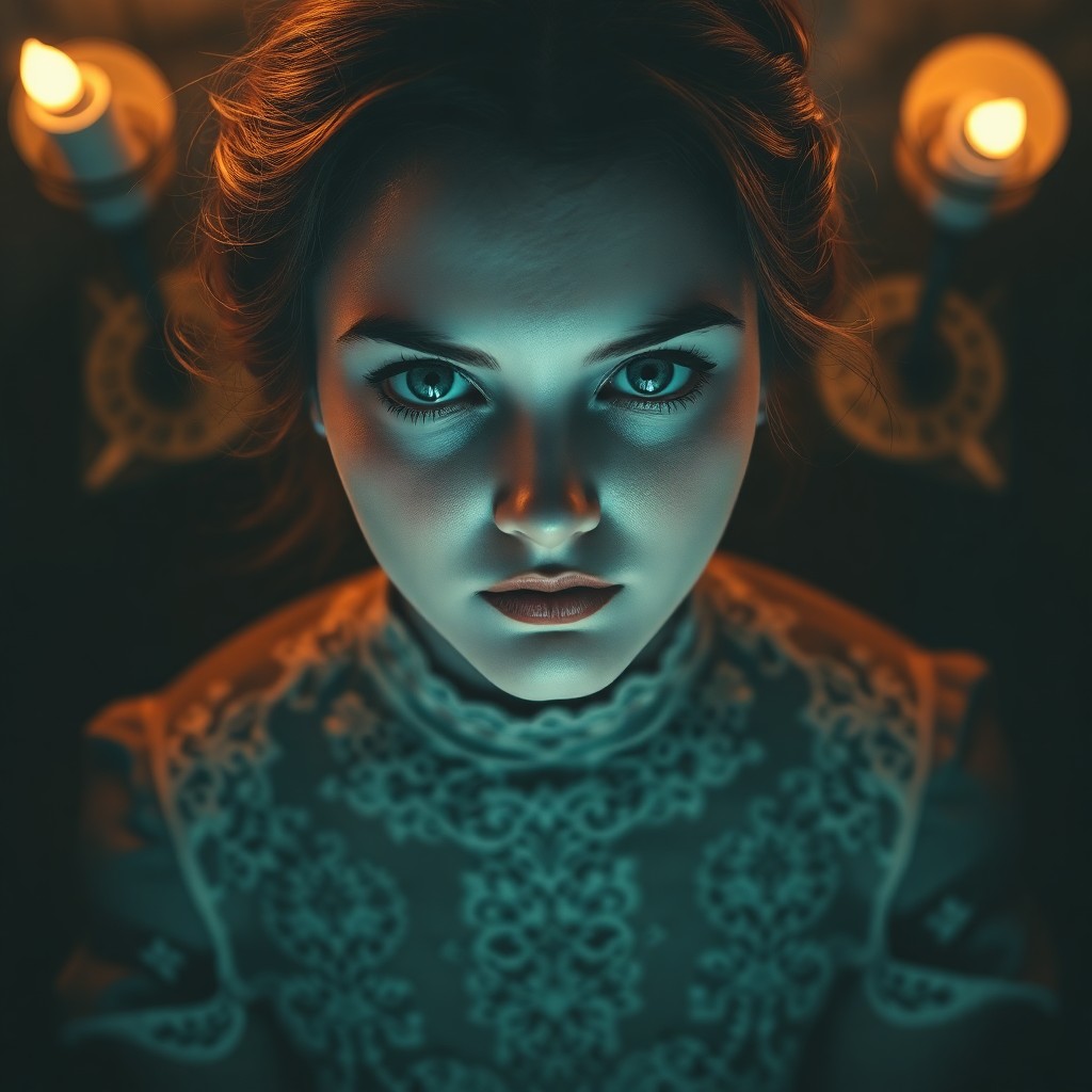 AI generated art for prompt: Envision an alluring portrait in the eerie style reminiscent of Edward Gorey, depicting a captivatin