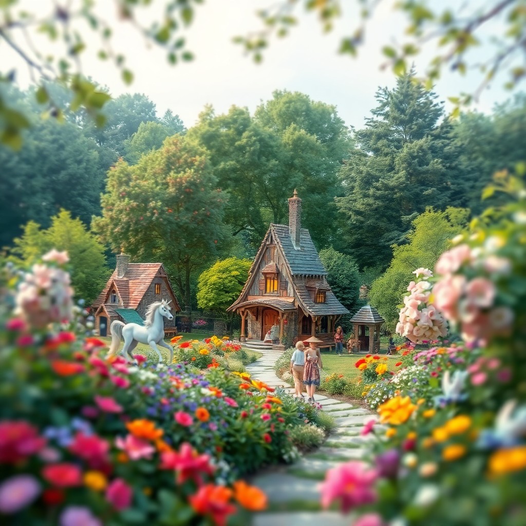 AI generated art for prompt: Imagine an enchanting garden scene reminiscent of Monet's impressionistic style, with soft edges and
