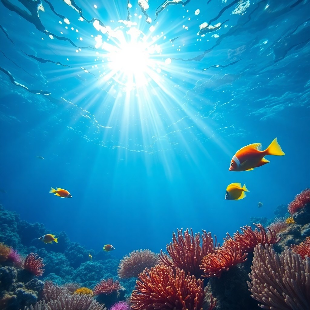 AI generated art for prompt: A tranquil underwater vista, reminiscent of Monet's impressionistic style, depicts the mesmerizing i