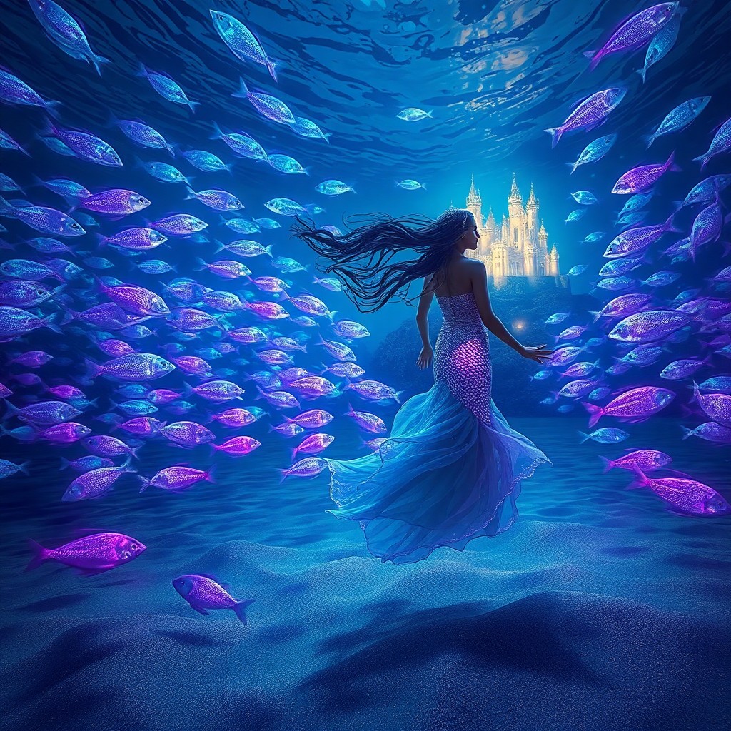 AI generated art for prompt: A mesmerizing digital artwork brings to life an enchanting underwater realm, reminiscent of Alex Gre