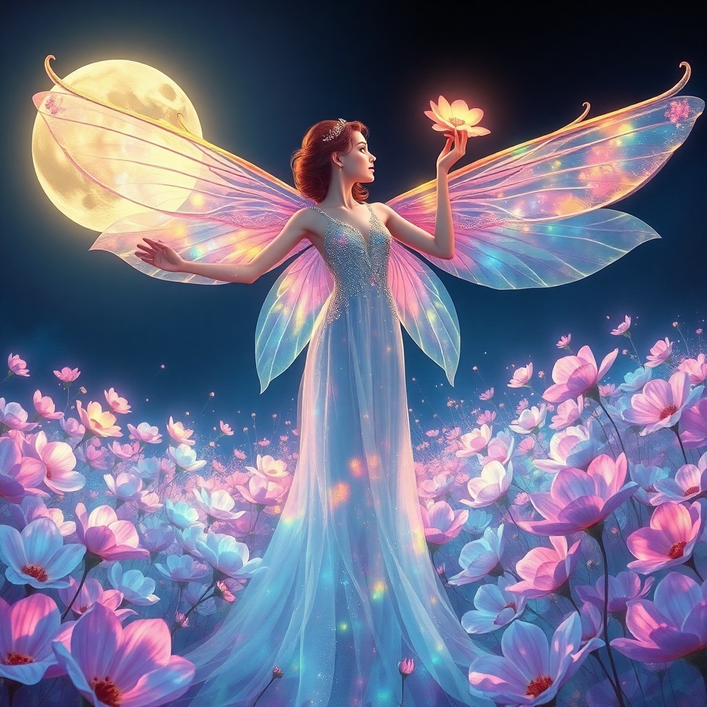 AI generated art for prompt: An enchanting blend of Art Nouveau and digital artistry captures a whimsical scene of an ethereal fi