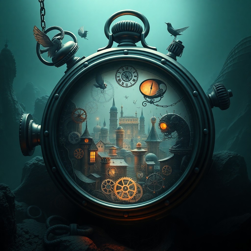 AI generated art for prompt: An imaginative digital artwork showcases an enchanting blend of surreal elements with a steampunk-in