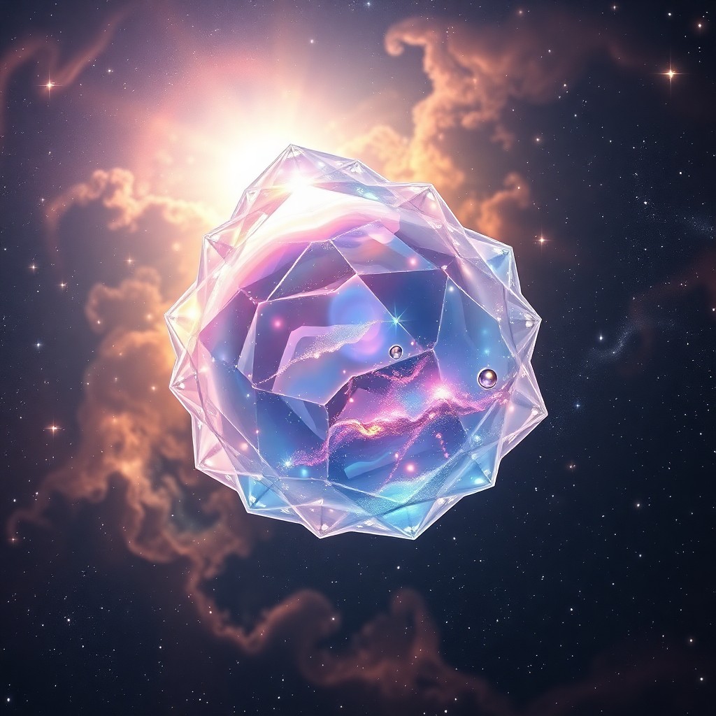 AI generated art for prompt: A captivating digital art composition showcasing an enigmatic crystalline being amidst the vastness 