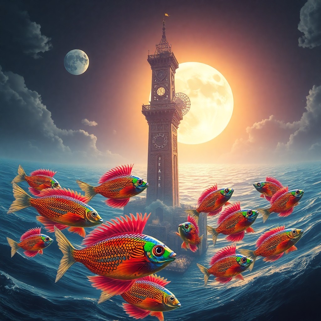 AI generated art for prompt: A mesmerizing digital artwork captures the essence of surrealism with a whimsical twist, portraying 