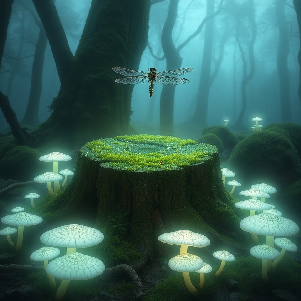 AI generated art for prompt: Craft an enchanting digital artwork capturing the serene beauty of a misty forest landscape from the