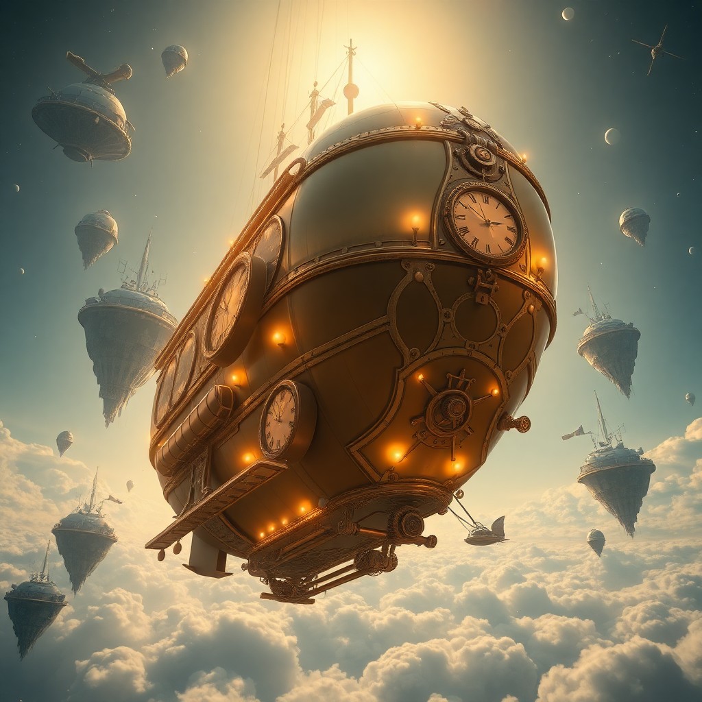 AI generated art for prompt: A mesmerizing digital artwork captures the essence of surrealism as it portrays an airship reminisce