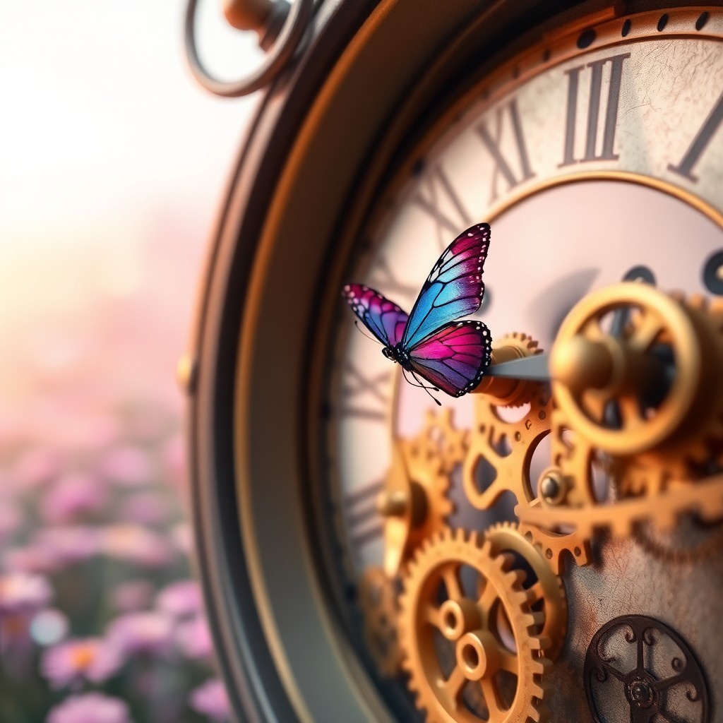 AI generated art for prompt: A mesmerizing surrealist image captures an intricate clock face in close-up, with ornate gold gears 