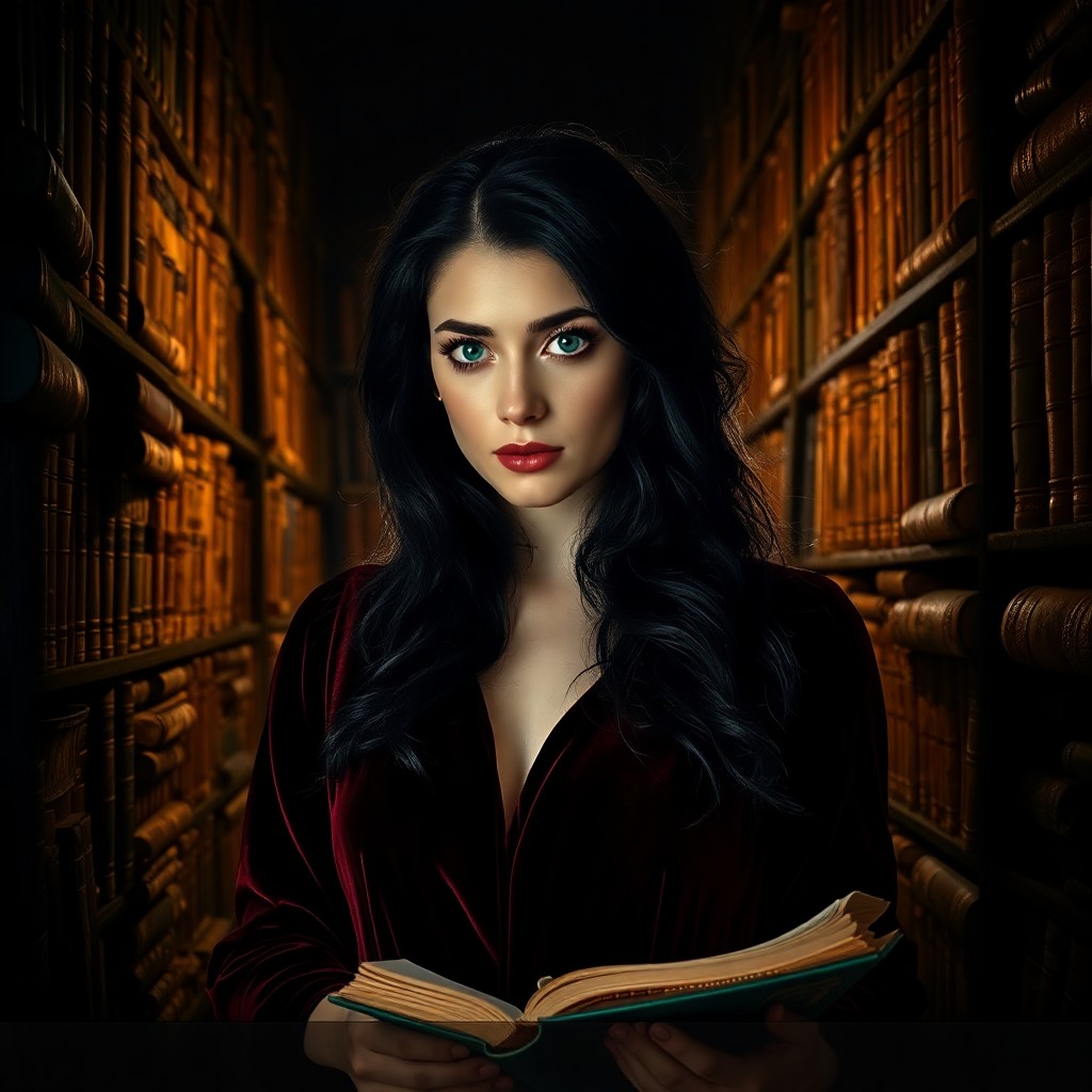 AI generated art for prompt: A mesmerizing portrait reminiscent of Rembrandt's dramatic lighting techniques captures an enchantin