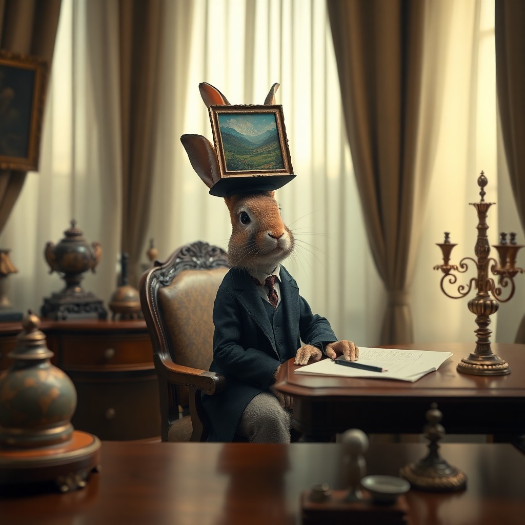 AI generated art for prompt: Incorporate a surreal, dreamlike atmosphere reminiscent of Magritte's "The Treachery of Images," ble