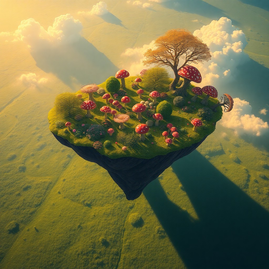 AI generated art for prompt: A mesmerizing digital oil painting depicting an expansive, dreamlike landscape featuring a surreal f