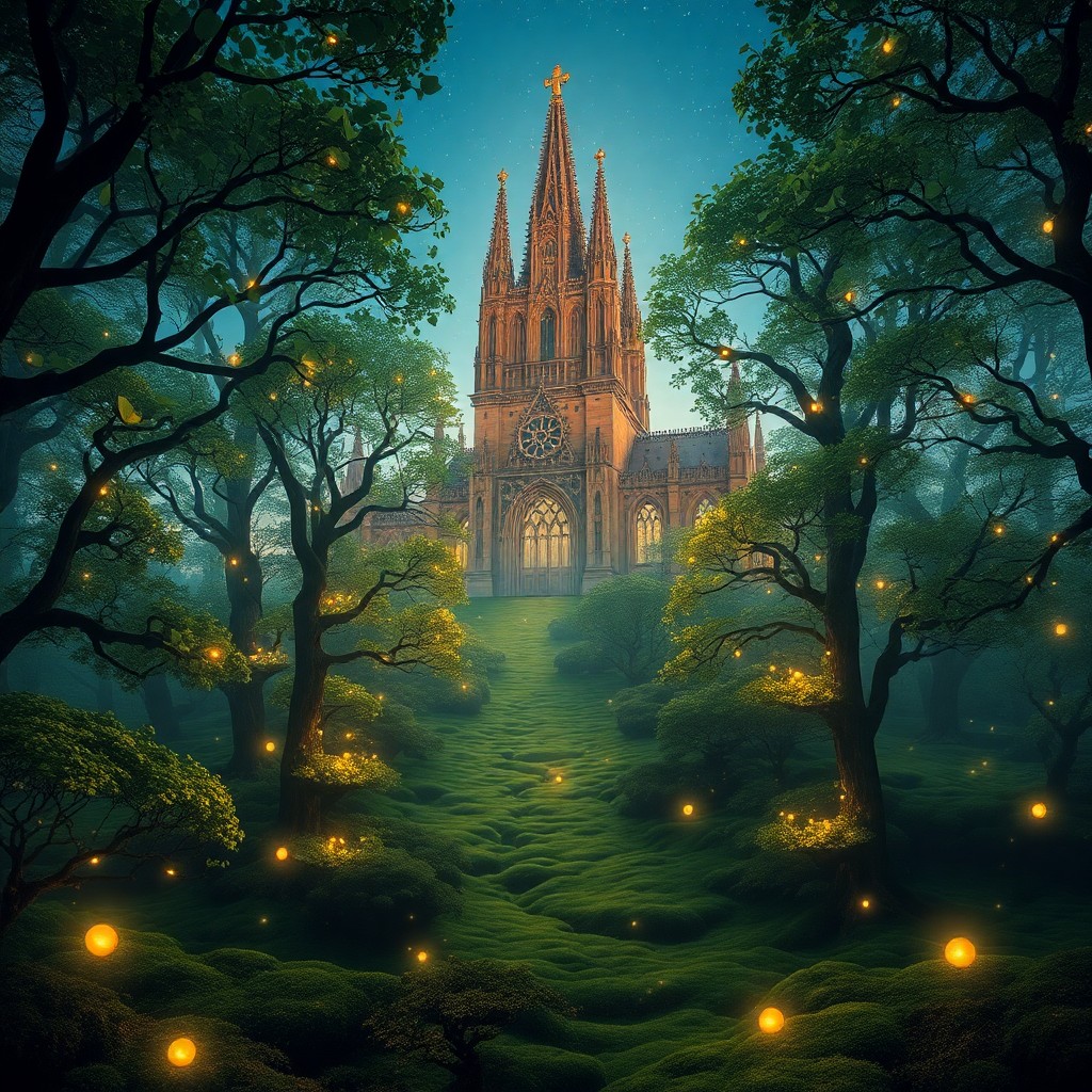 AI generated art for prompt: An enchanting fantasy landscape takes shape in dreamy digital art, featuring hyper-realistic details