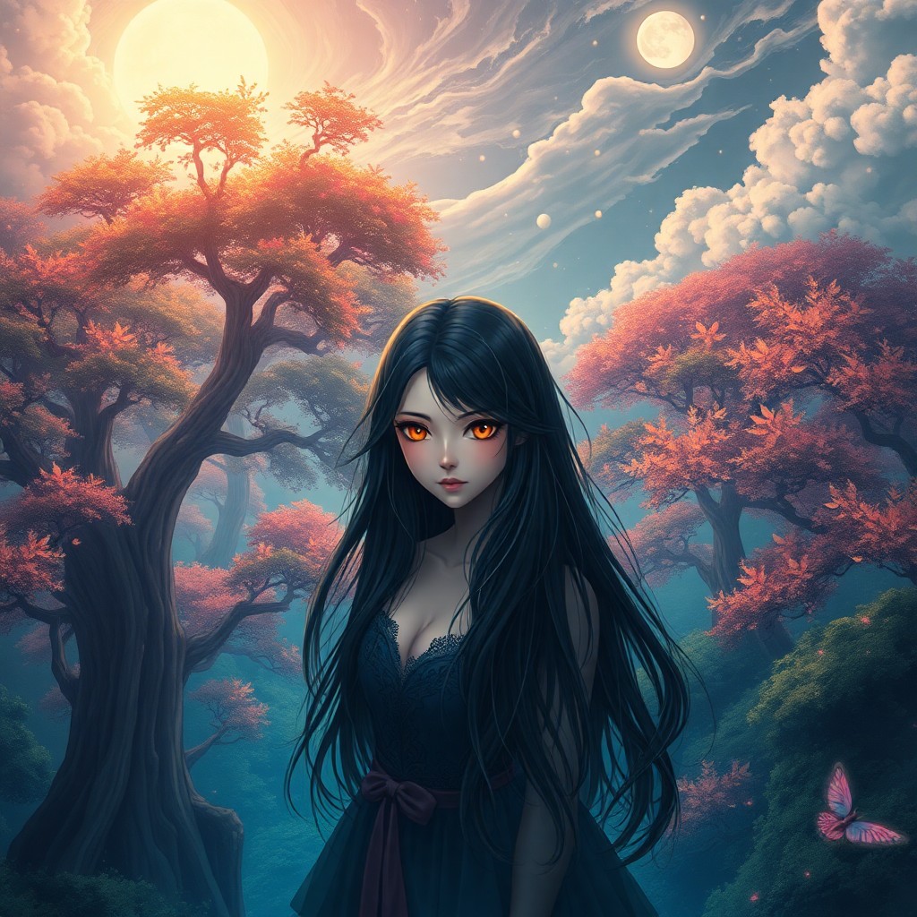 AI generated art for prompt: Imagine an alluring digital artwork inspired by the captivating aesthetic of Japanese fantasy illust