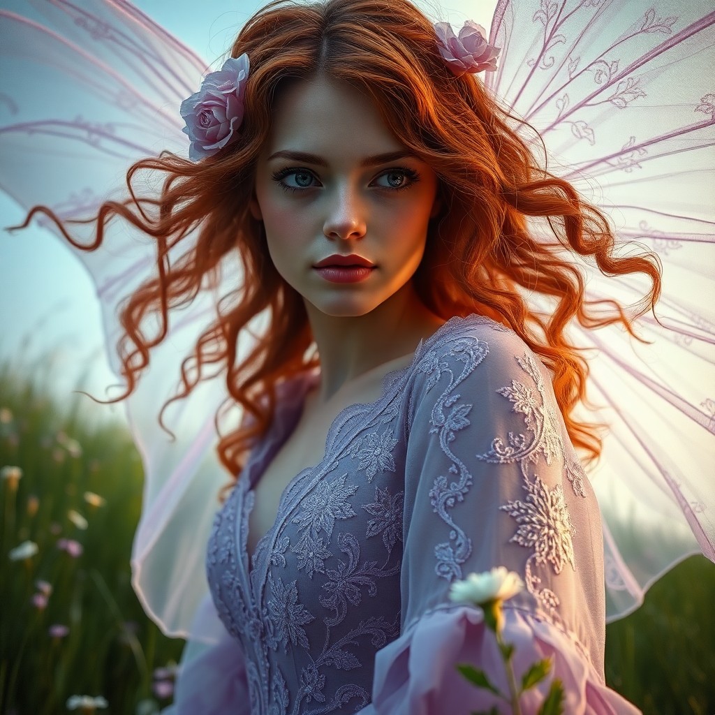 AI generated art for prompt: A captivating portrait in an ethereal style reminiscent of Pre-Raphaelite art features a celestial m