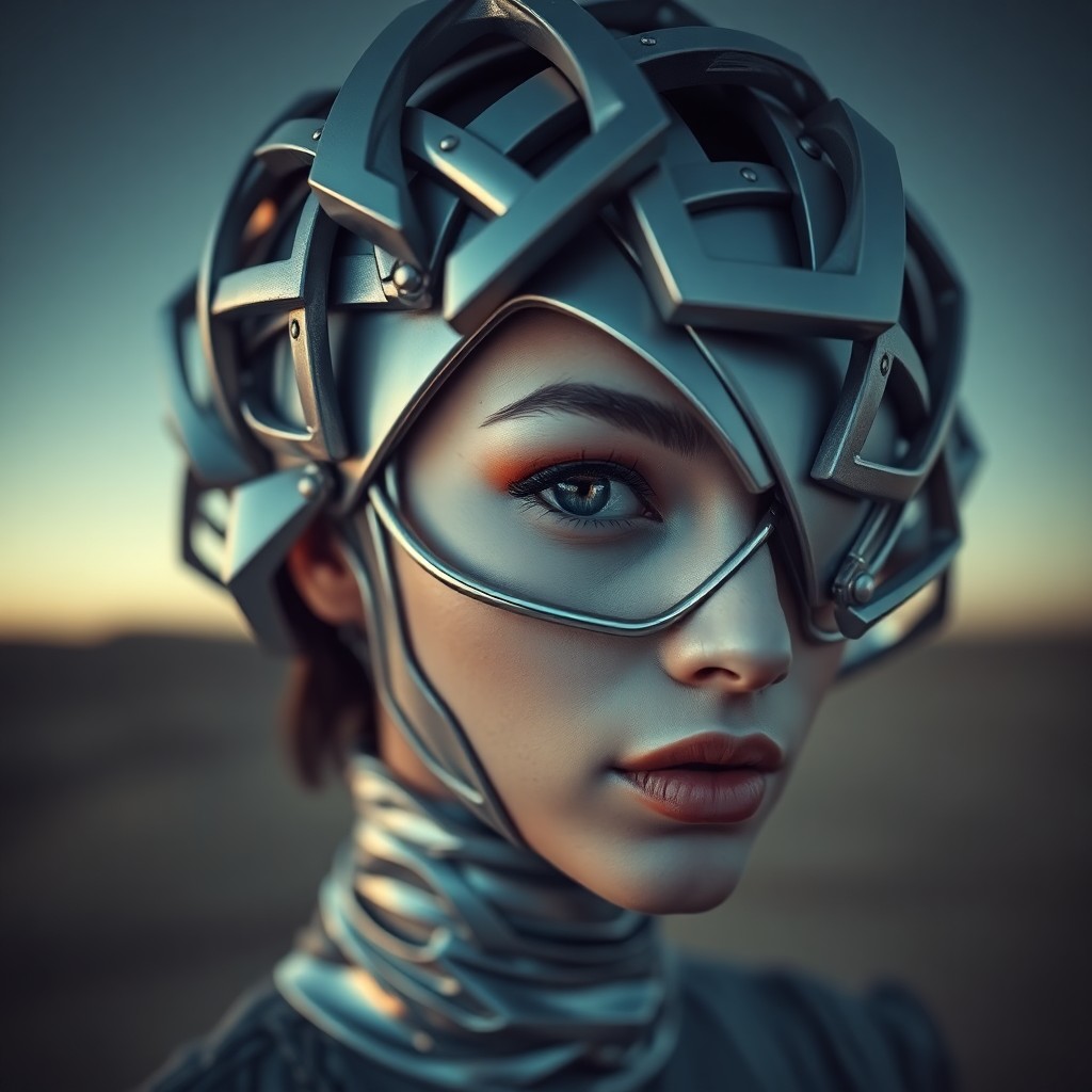 AI generated art for prompt: A mesmerizing digital artwork depicting a surreal fashion portrait viewed from an unconventional per