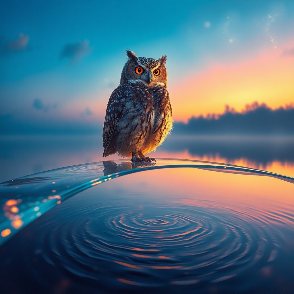 AI generated art for prompt: Envision an enchanting portrait nestled within a surreal dreamscape, where a wise old owl rests upon