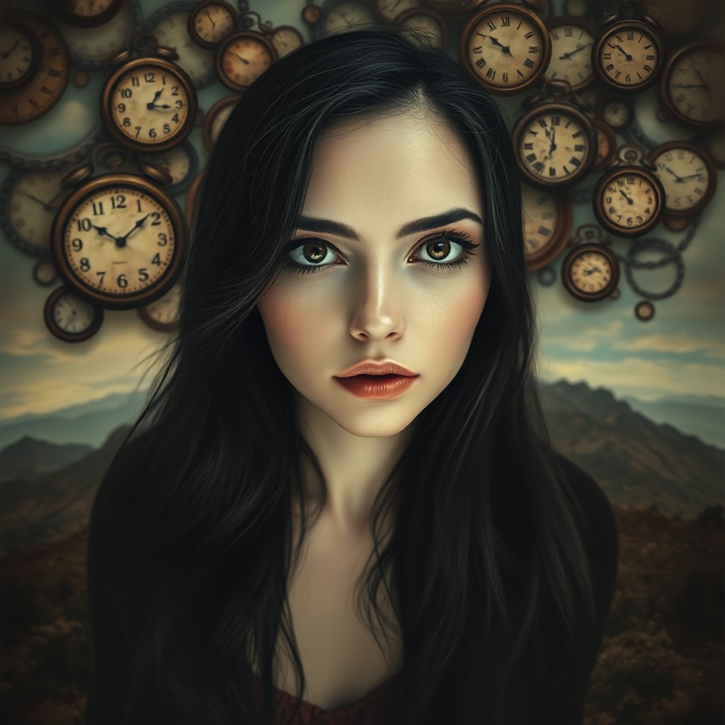 AI generated art for prompt: Visualize an alluring portrait in the whimsical style reminiscent of surrealist art, depicting a mys