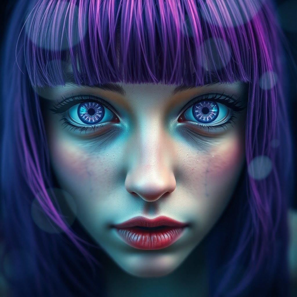 AI generated art for prompt: A captivating digital artwork that embodies surrealism with a close-up portrait of a woman featuring