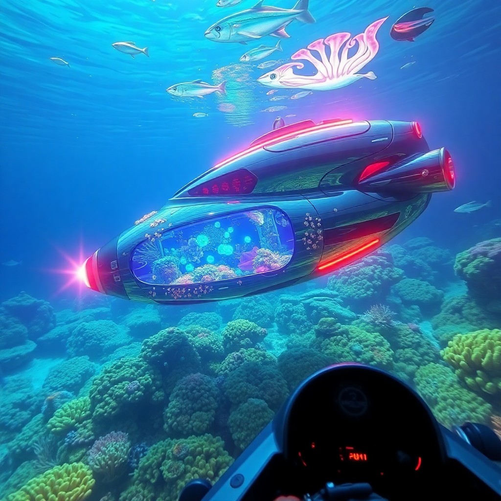 AI generated art for prompt: Imagine an enchanting underwater landscape reminiscent of the fantastical realm depicted in "Blueber