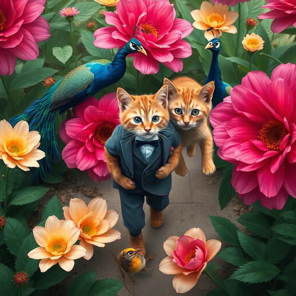 AI generated art for prompt: A fantastical digital art scene captures an enchanting encounter between an unlikely pair: a mischie