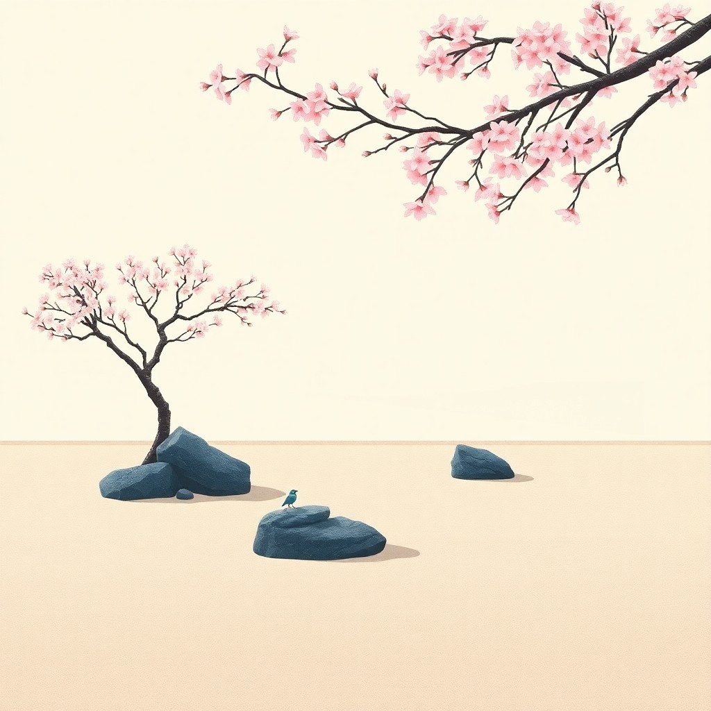 AI generated art for prompt: Craft an image illustrating a tranquil Zen garden, with an artistic approach echoing the delicate pr