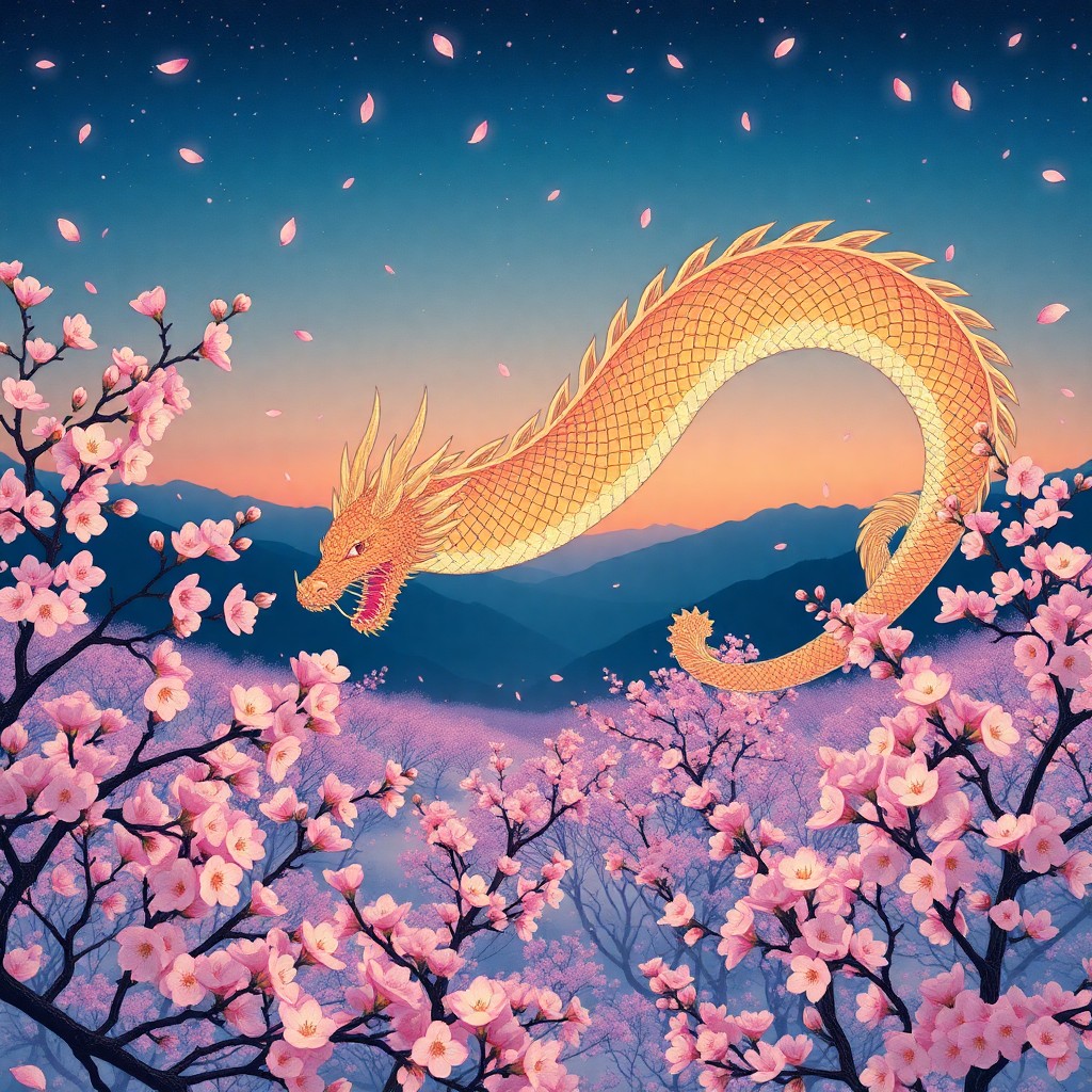 AI generated art for prompt: Craft an image inspired by the intricate patterns and vivid colors characteristic of Japanese ukiyo-