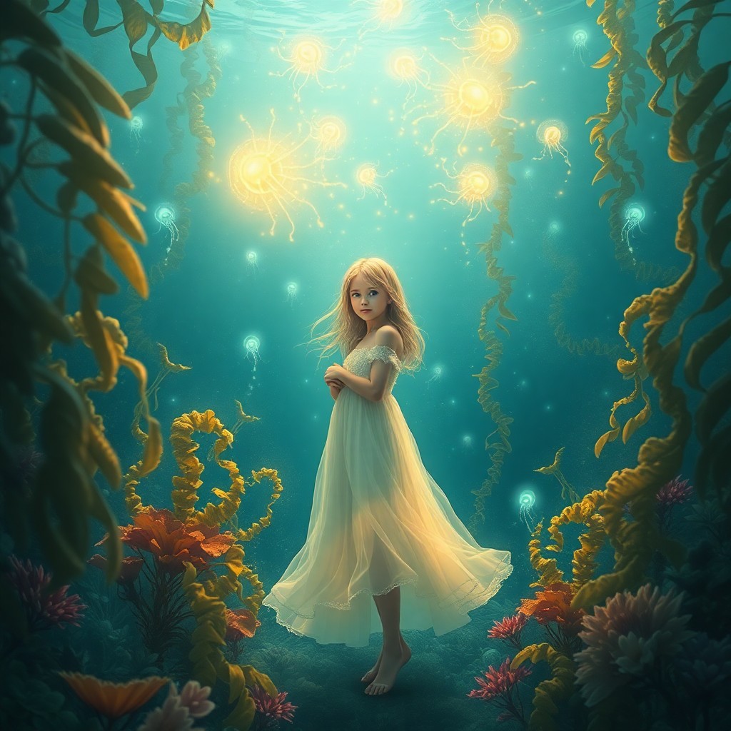 AI generated art for prompt: A mesmerizing digital artwork depicting an enchanting underwater scene reminiscent of dreamlike land