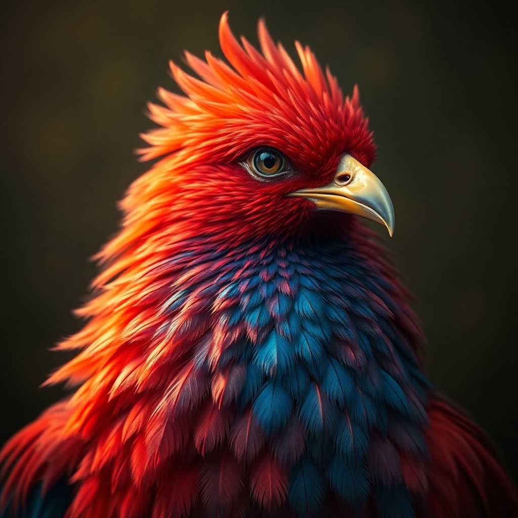 AI generated art for prompt: Imagine an alluring portrait of a mythical phoenix in a style evocative of Leonardo da Vinci's "Mona