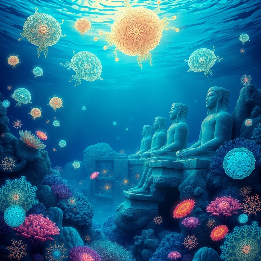 AI generated art for prompt: Imagine an enchanting underwater haven, adorned in the vivid and whimsical style reminiscent of Erns