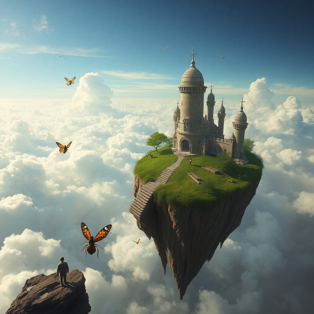 AI generated art for prompt: In the surrealistic style that characterizes dreamlike landscapes, we find ourselves gazing upon an 