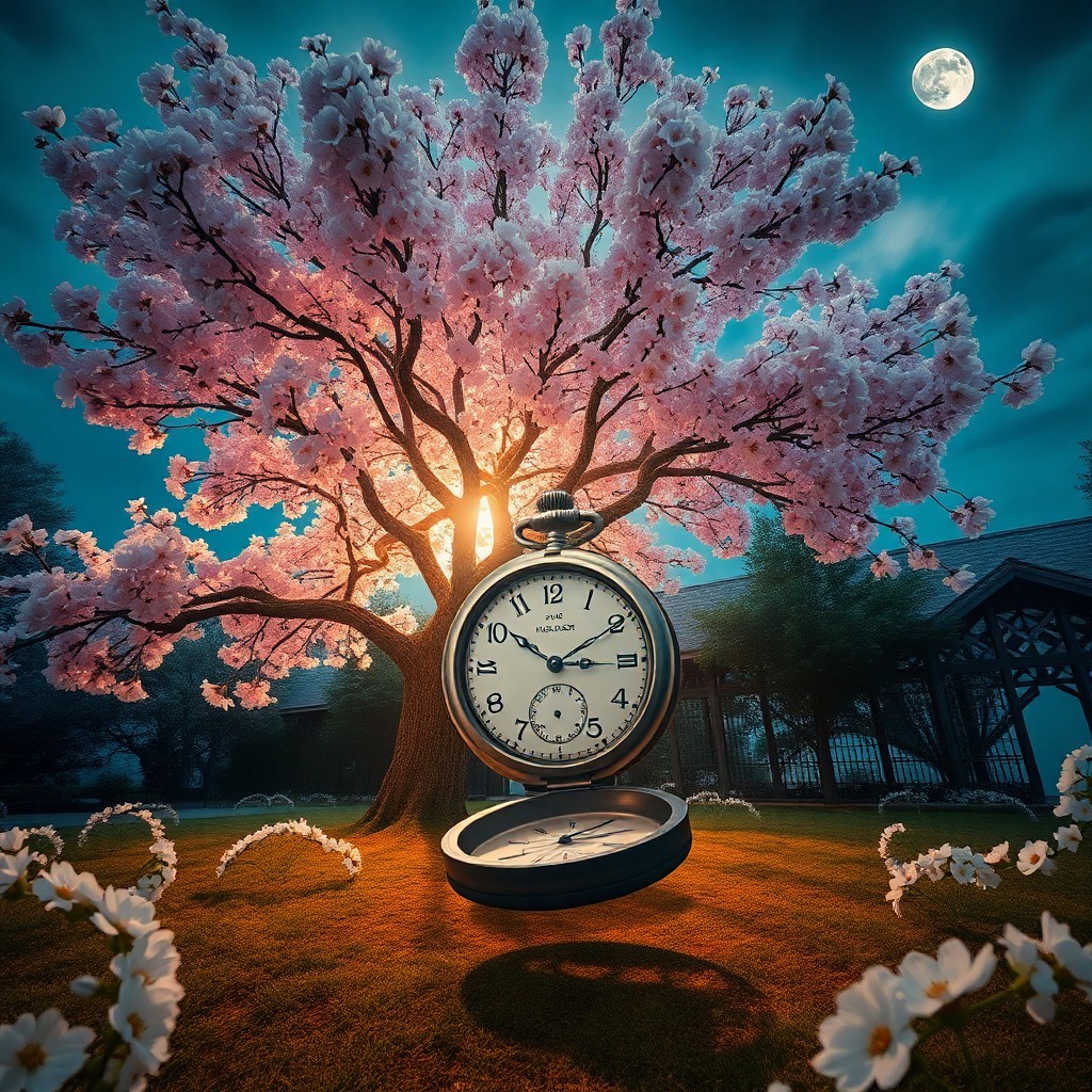 AI generated art for prompt: Visualize a captivating digital artwork in the surrealist style, portraying an idyllic moonlit garde